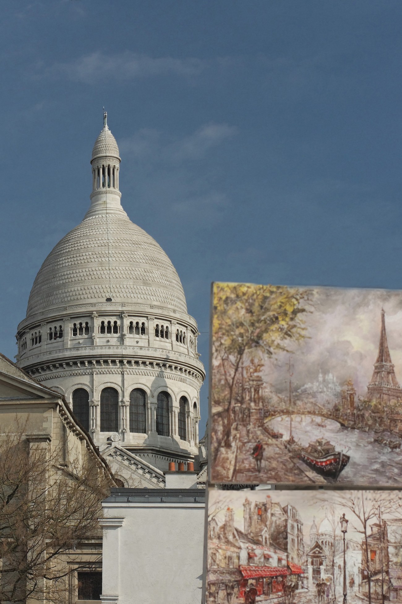 tableaux place de Tertre et coupole Sacré-Coeur