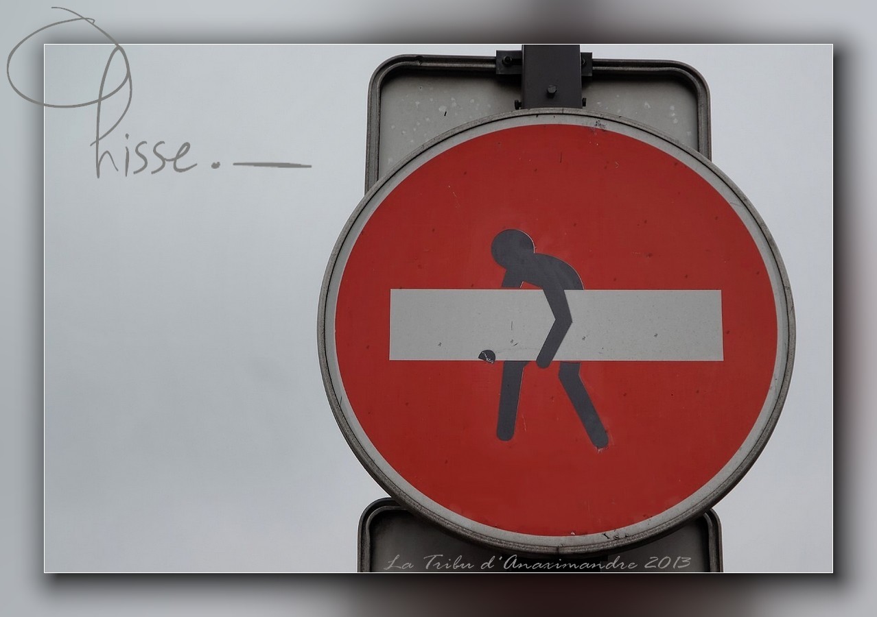 panneau sens interdit à Paris, sens interdit Pont d'Arcole, street art, Abraham Clet Paris la Tribu d'Anaximandre - Danièle Nguyen Duc Long