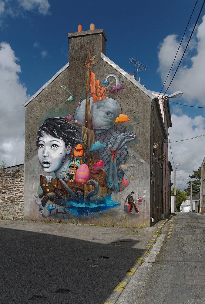 Fresque de Liliwenn et Bom'K dans le cadre du projet Crimes of Minds