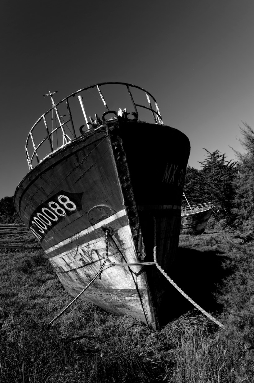 Anse du Diben, L'Abbesse, bretagne, finistère, noir et blanc, Kalinka, épaves, bateaux