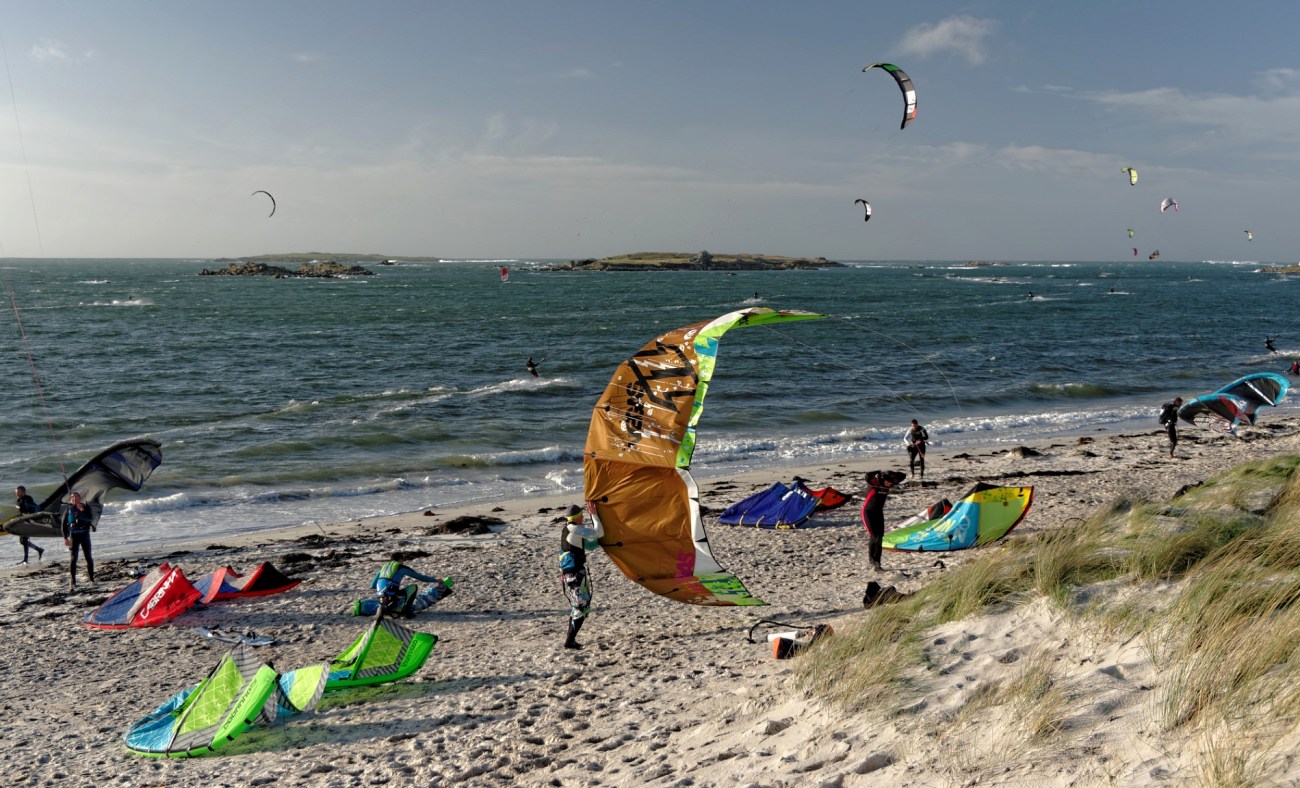 kite-surf, voile,  dunes Ste-Marguerite, Landeda, finistère, bretagne, 