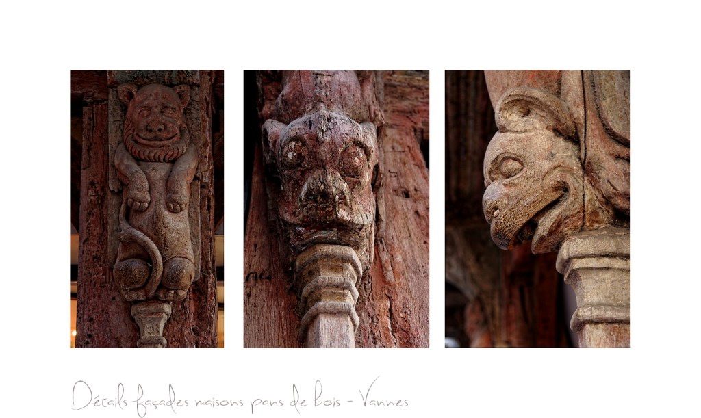 triptyque détails maisons pans de bois Vannes, Vannes, Morbihan, 