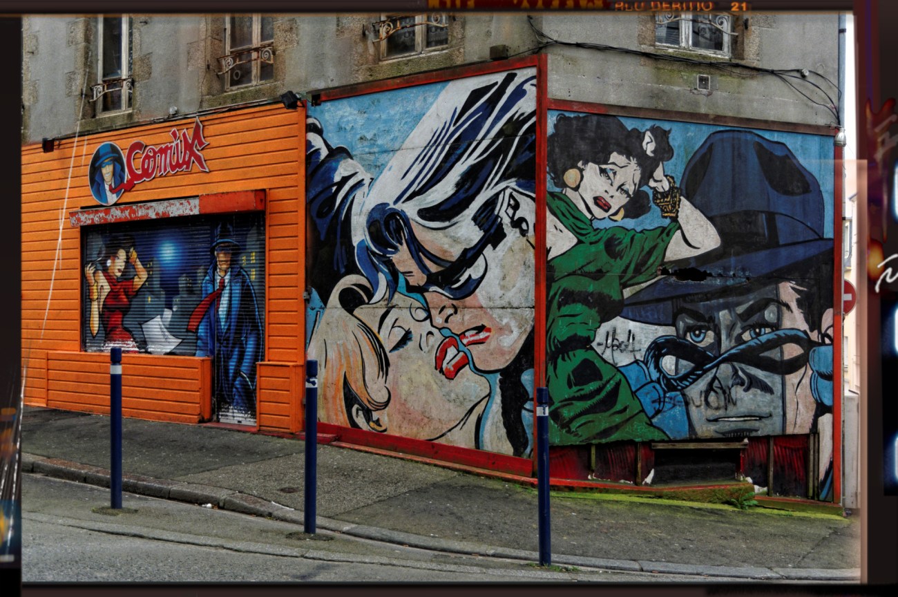 façade bar Comix à Brest, fresque murale, brest, comix, bd underground