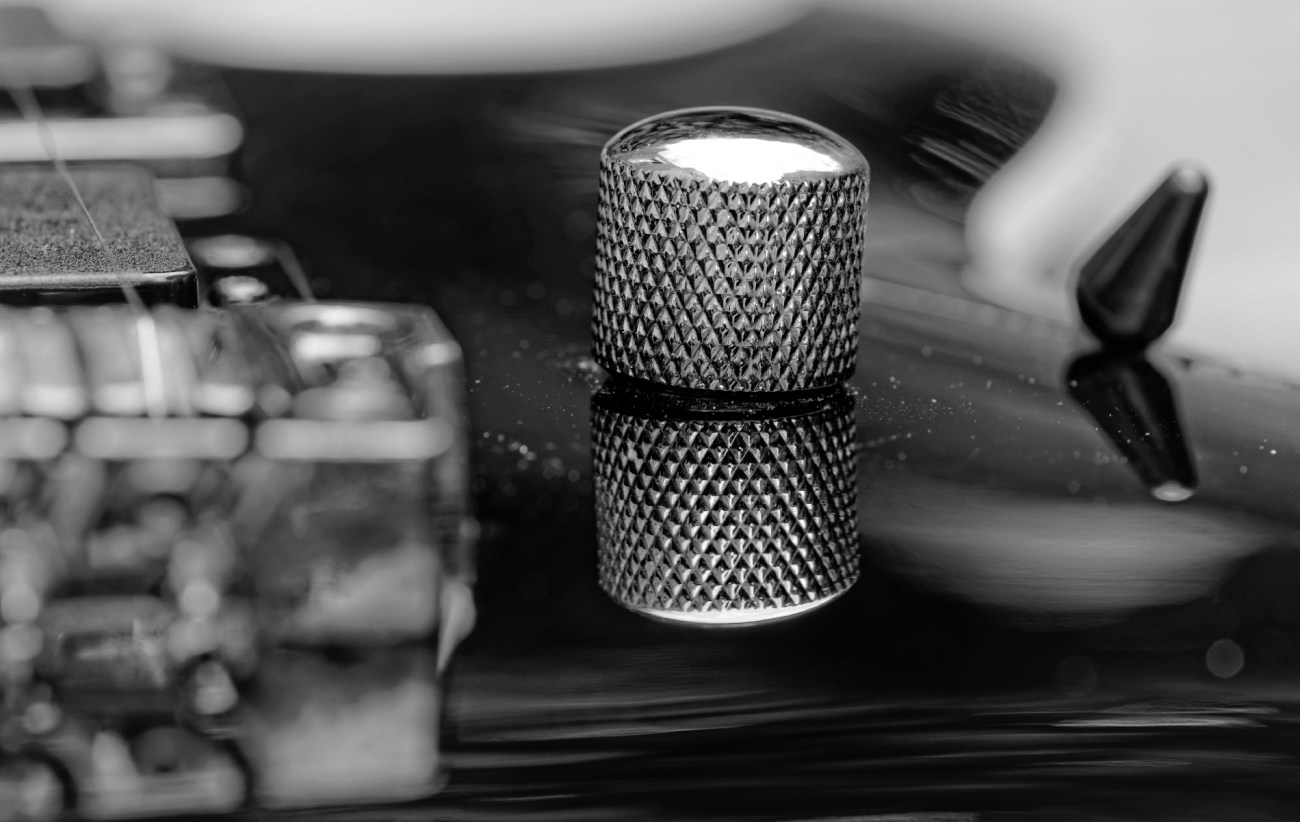 guitare électrique, noir et blanc, macro, nature morte, fête de la musique