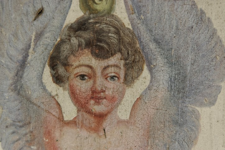 détail fresque salon des anges, château Popkov, urbex, 