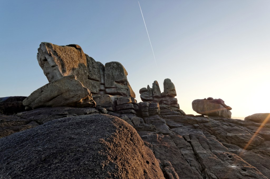 rochers, lumière d'hiver, pays pagan, finistère, île aux vaches, bretagne