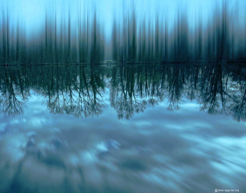 pose longue, flou directionnel, banc bleu, marais de Misery