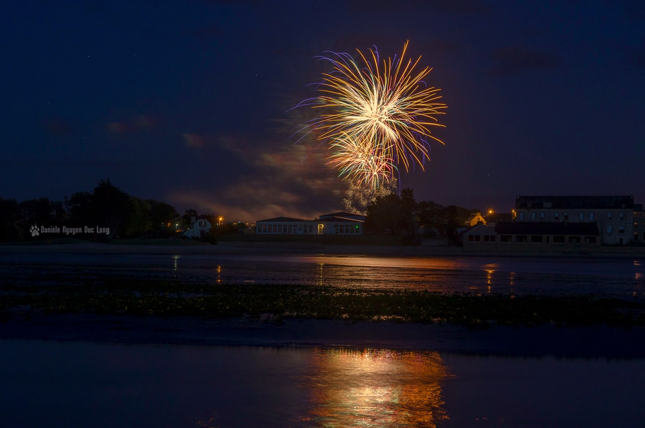 feu d'artifice en baie de Guissény depuis Lerret 
