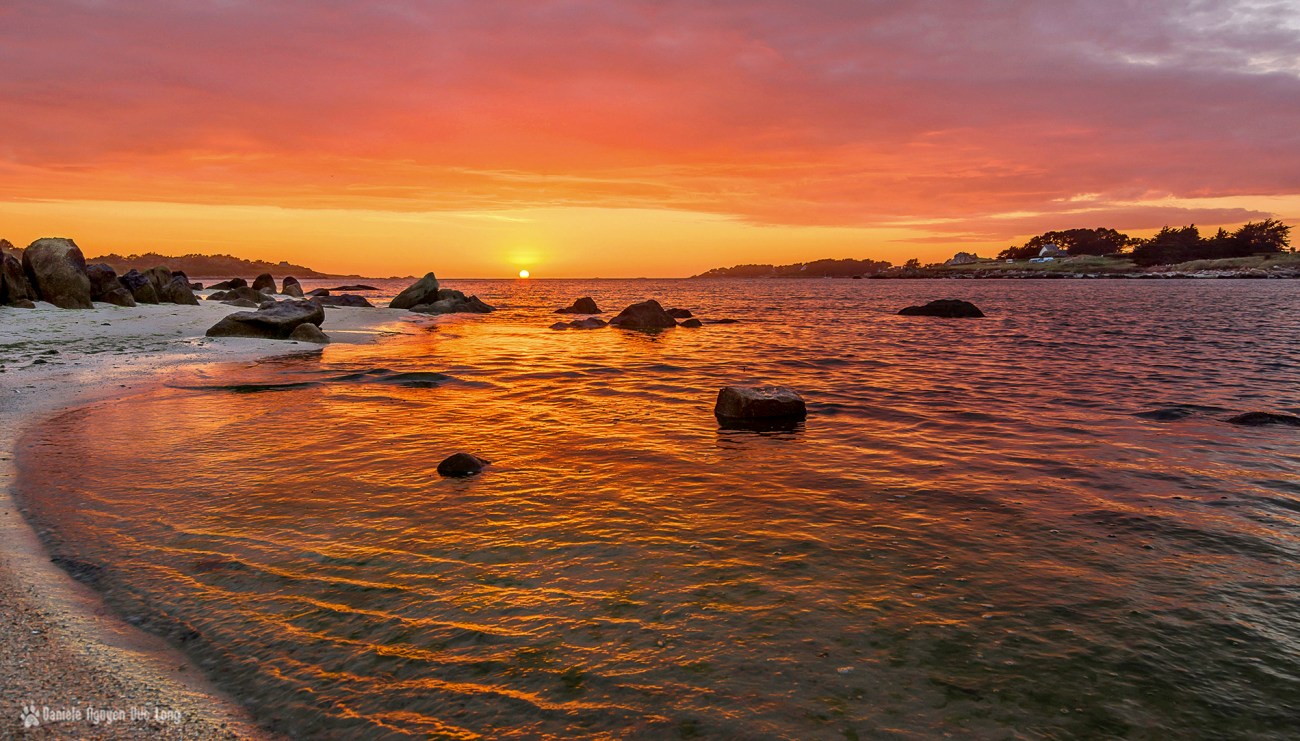 coucher de soleil en baie de Guissény, Bretagne, Finistère