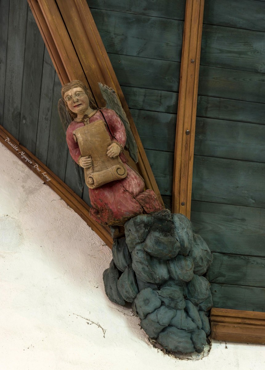 Chapelle Saint-fiacre Le Faouët, Bretagne, voûte plafond et têtes
