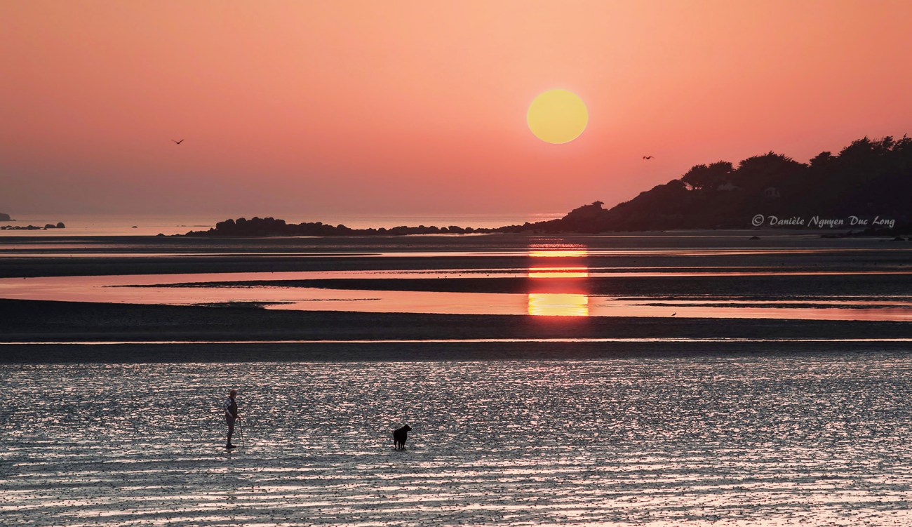 sunset, coucher de soleil, baie de Guissény, Guissény-sur-mer, Finistère, Bretagne