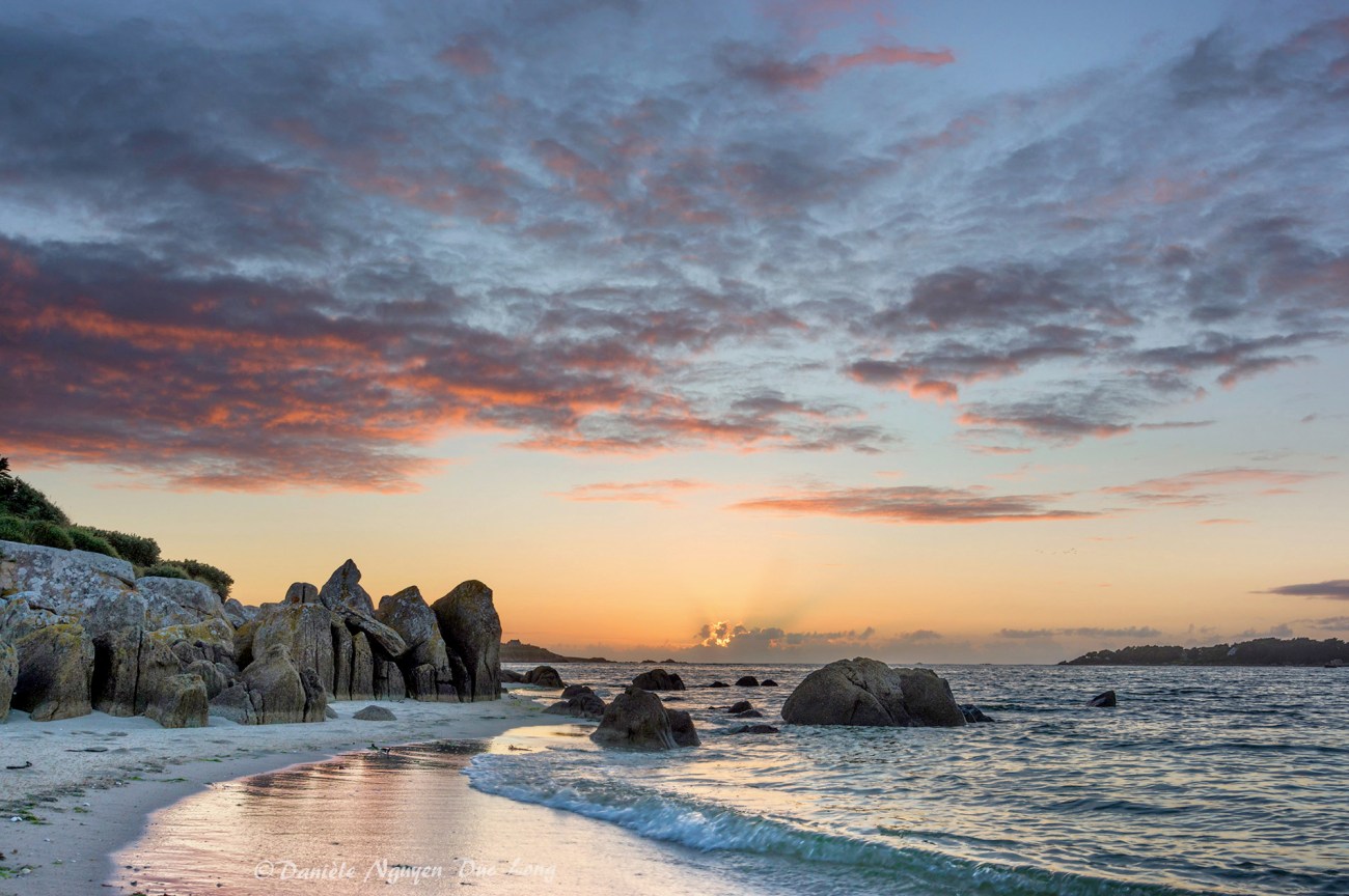 sunset, coucher de soleil, baie de Guissény, Guissény-sur-mer, Finistère, Bretagne