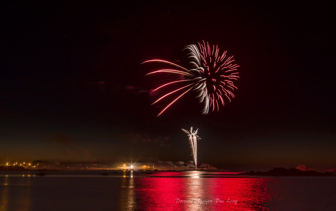 feu d'artifice port de Korejou 50 ans SMSN, Plouguerneau, Bretagne, finistère