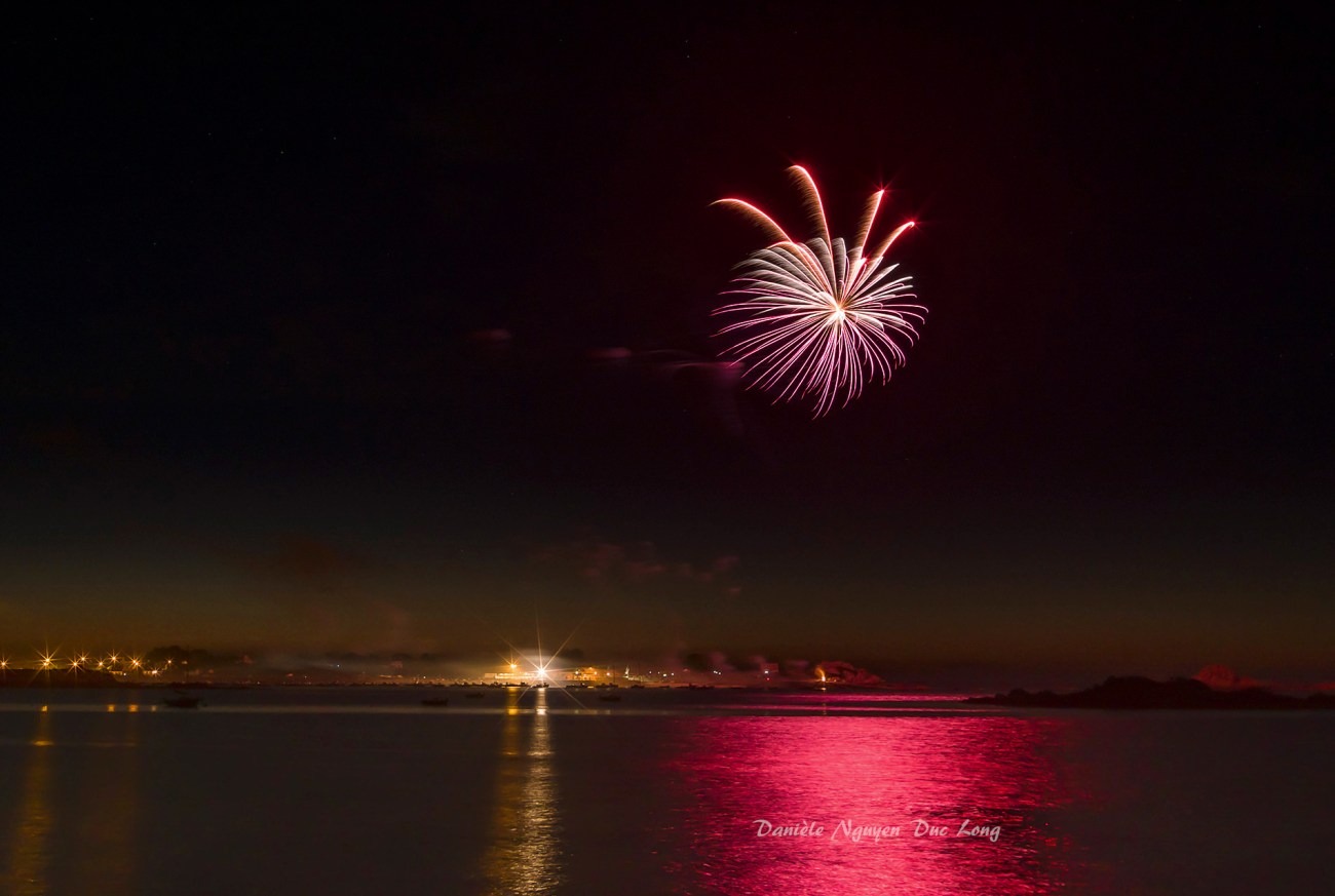 feu d'artifice port de Korejou 50 ans SMSN, Plouguerneau, Bretagne, finistère