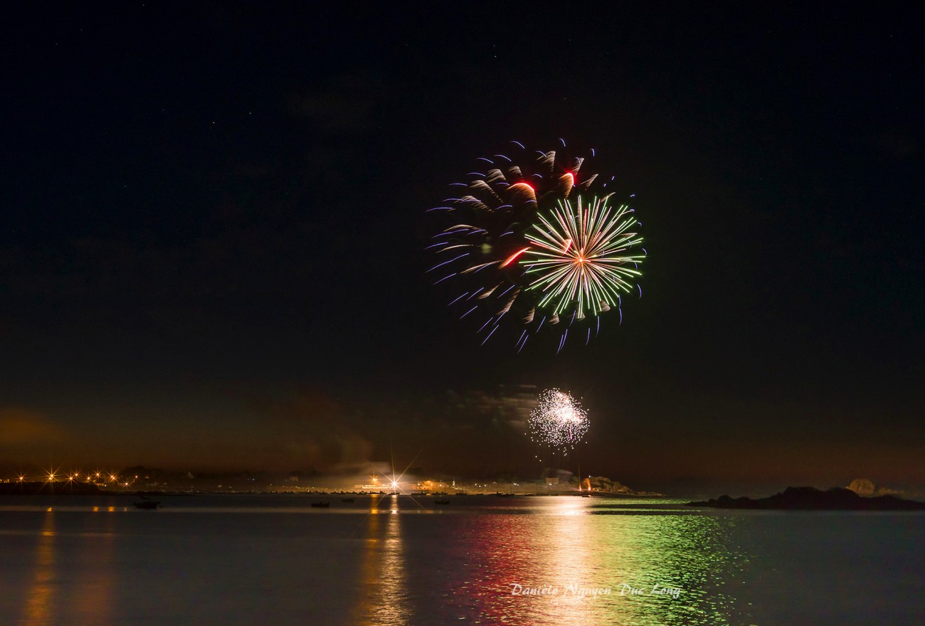 feu d'artifice port de Korejou 50 ans SMSN, Plouguerneau, Bretagne, finistère