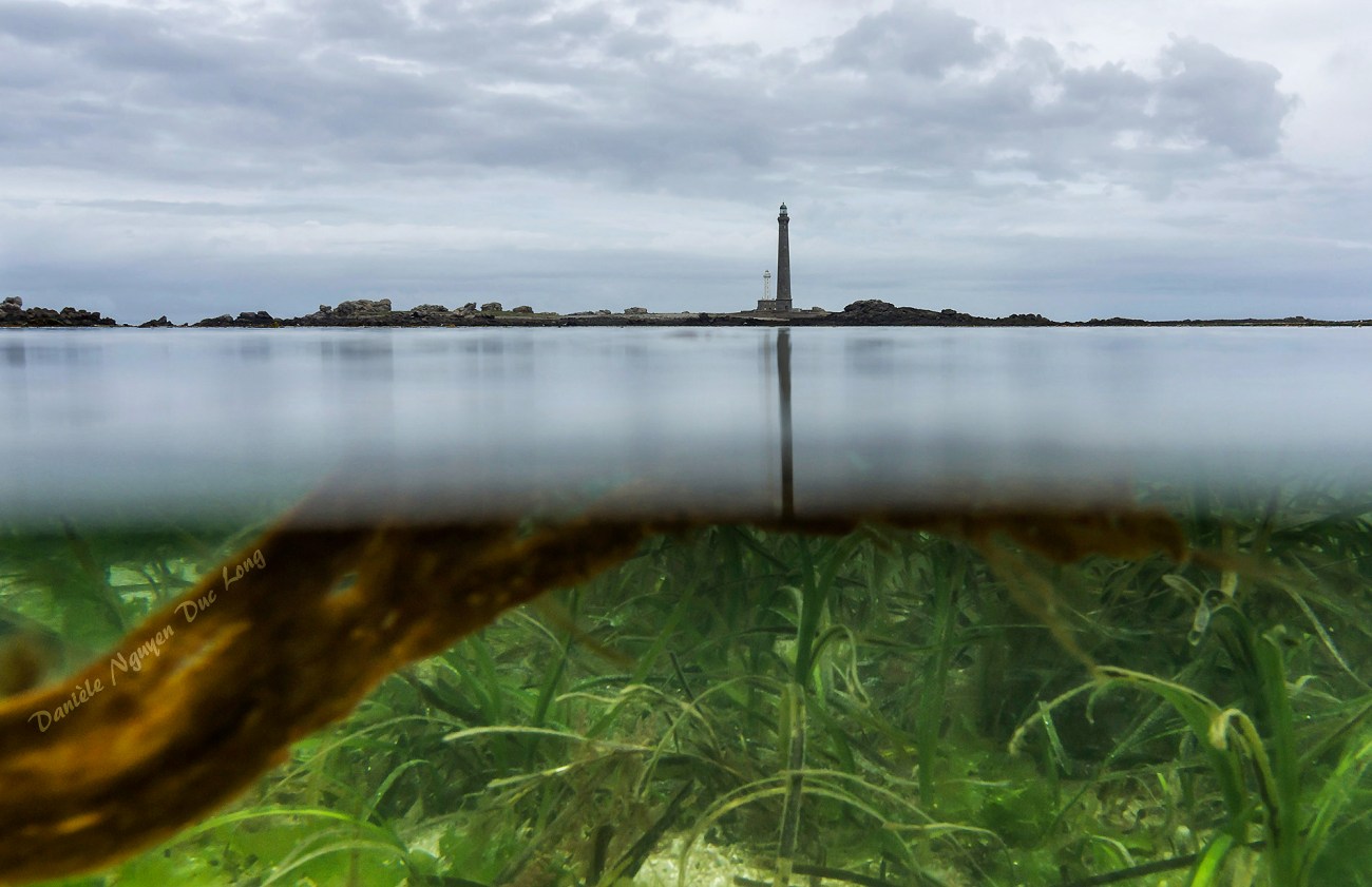 mi-air mi-eau, île vierge, phare de l'île Vierge, Plouguerneau, Bretagne, Finistère
