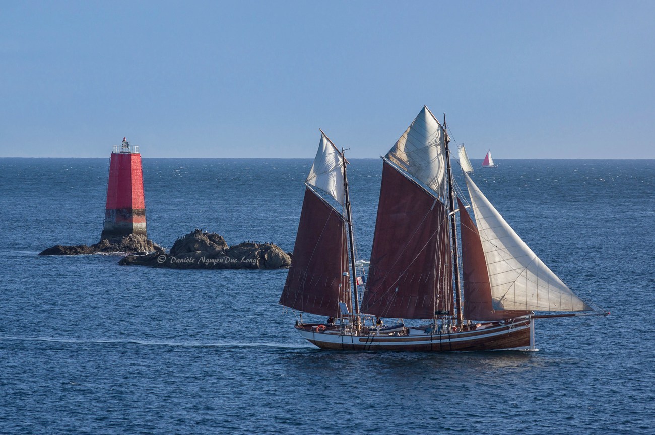  Lun II, galéasse norvégienne, un vieux gréement de 1914,Pointe Saint-Mathieu, Bretagne, Finistère
